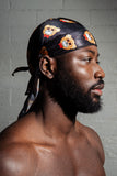 Black Orange Cheetah Bear Silky Durag