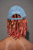 Blue Denim Distressed Cheetah Bear Hat