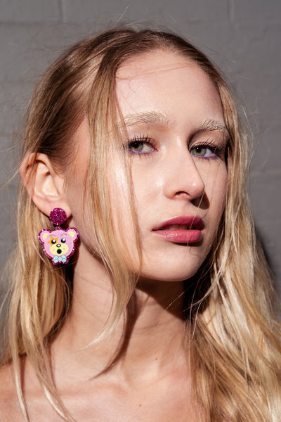 Earrings Pink Sparkle Circus Bear