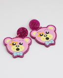Earrings Pink Sparkle Circus Bear