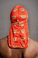 Orange Cheetah Bear Silky Durag