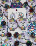 Earrings Confetti Purple Sparkle Bear
